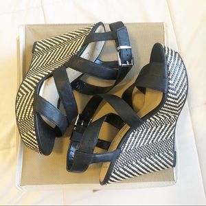 Strappy Black Sandal Wedge Heels